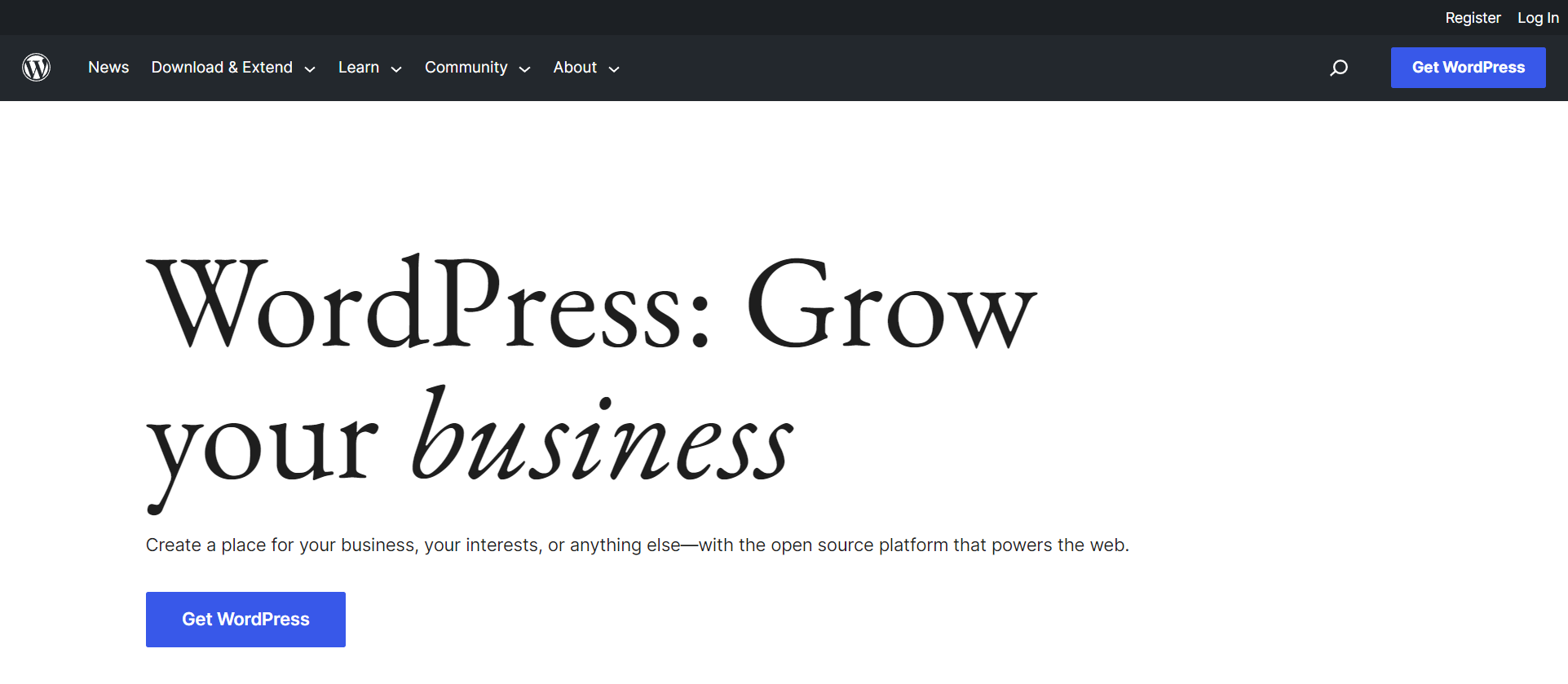 WordPress blogginf platform